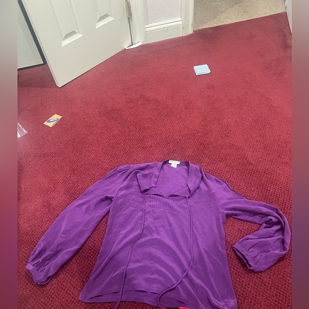 Nieves Lavi New York 100% Silk Blouse Plum Purple Size Medium - Picture 5 of 13